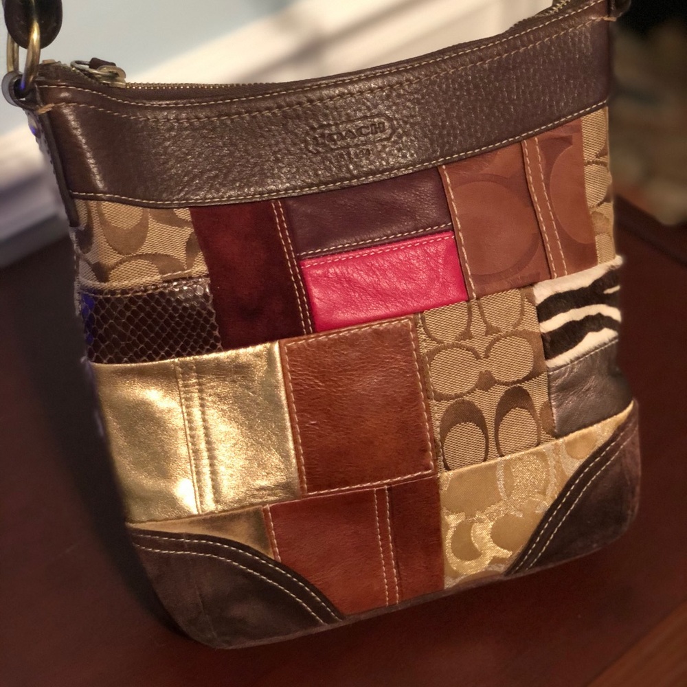 Coach Patchwork Crossbody Brown Leather - image 6